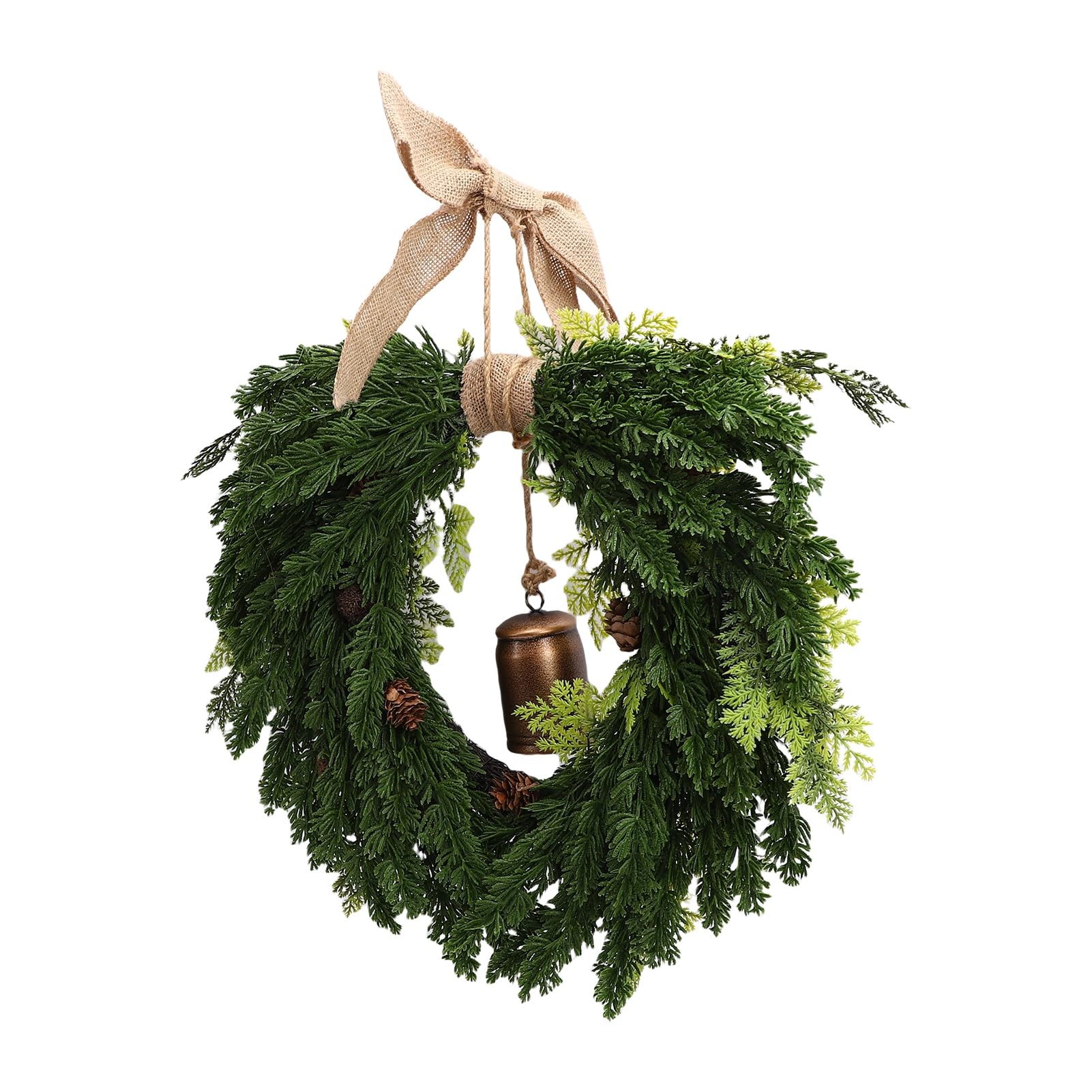 Buachois Herzförmiger Weihnachtskranz aus Kunstzeder mit Glocke