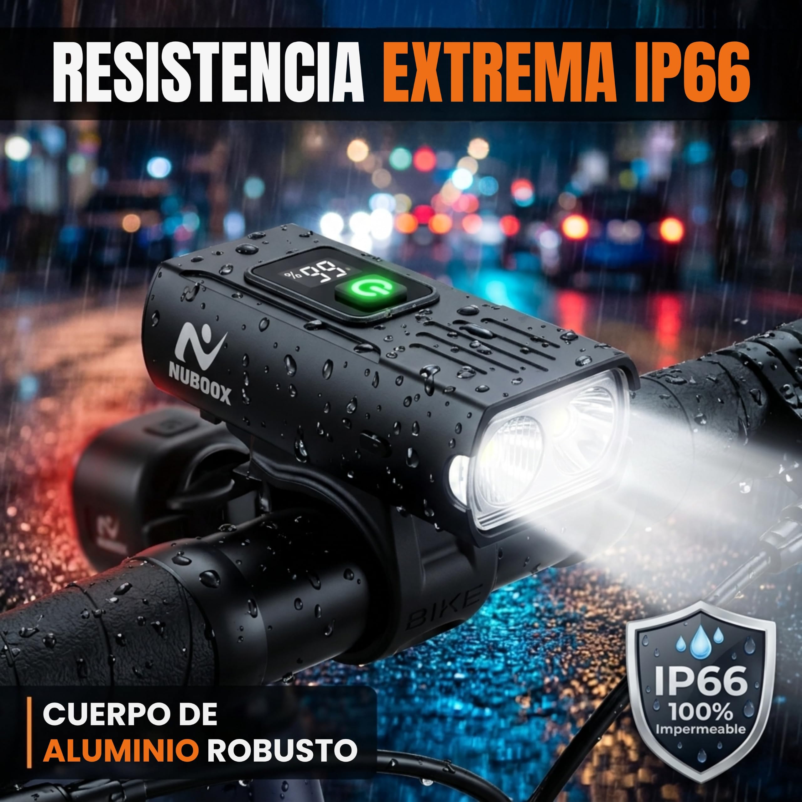 Feux de vélo LED rechargeables USB-C. Projecteur puissant 1000 lumens, écran numérique et imperméable. [Options : uniquement avant ou kit complet avec feu arrière IP66]. Idéal pour vélo VTT et