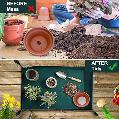 Miniatura 2 de Borrigo Tapete de trasplante de plantas para plantas de interior 435 x 295 pulgadas grande impermeable Oxford para trasplante de plantas tapete de