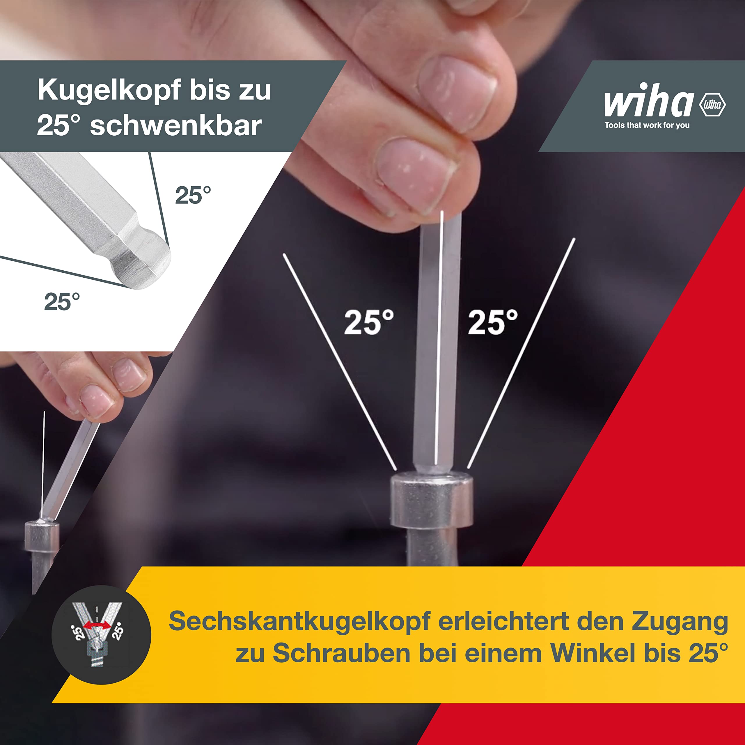 Wiha SB 369H9 Compact, Black, 9-tlg. Sechskant Kugelkopf, mattverchromt, in Blister - Image 3