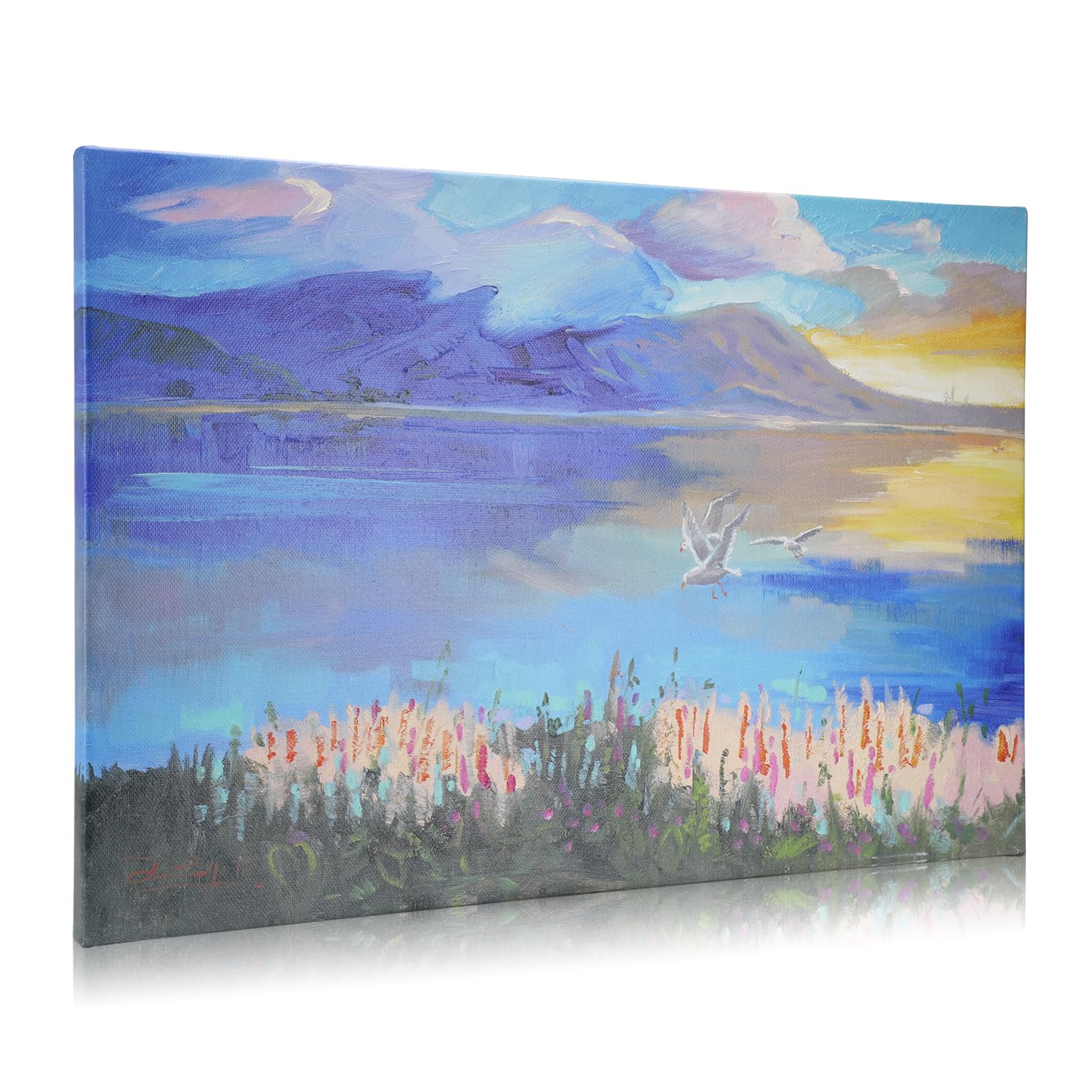JBER Sztuka ścienna na płótnie, nowoczesne wydruki plakatów na ściany, do sypialni, salonu, dekoracja stołu, piękny prezent, oprawione, 60 x 40 cm (SunsetClouds)