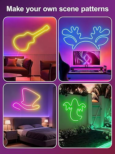 Miniatura 4 de Tira de luces LED RGB de 32.8 pies, aplicación y control remoto, sincronización de música, impermeable IP67, luces de neón flexibles para