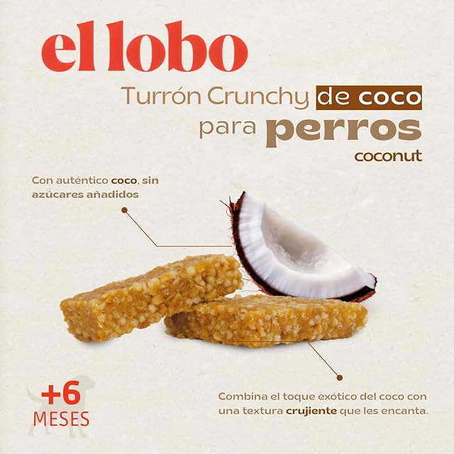 Foto 3 de 8 de El Lobo Turrón Crunchy de Coco para Perros, Sin Azúcar, 85 g