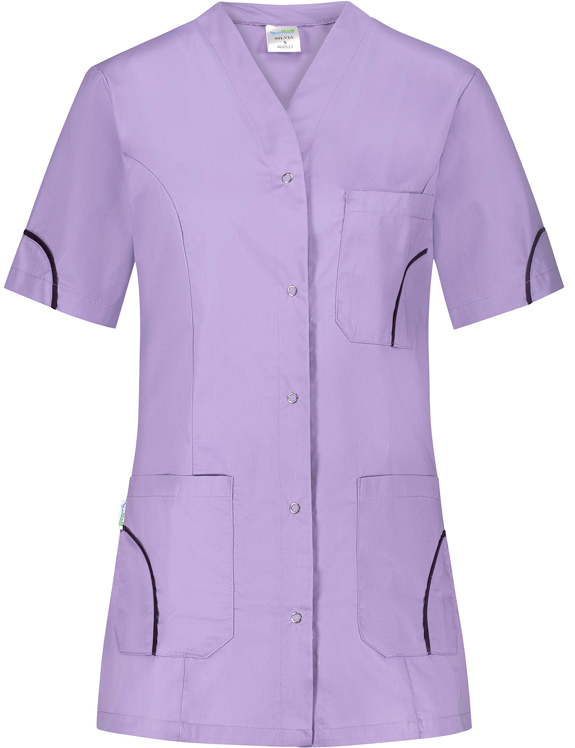B-well Silvia Uniforme Sanitarios Mujer Uniforme Estetica Mujer Manga Corta Cuello V para Enfermeras, Dentistas, Médicos, Estudiantes y Veterinarios