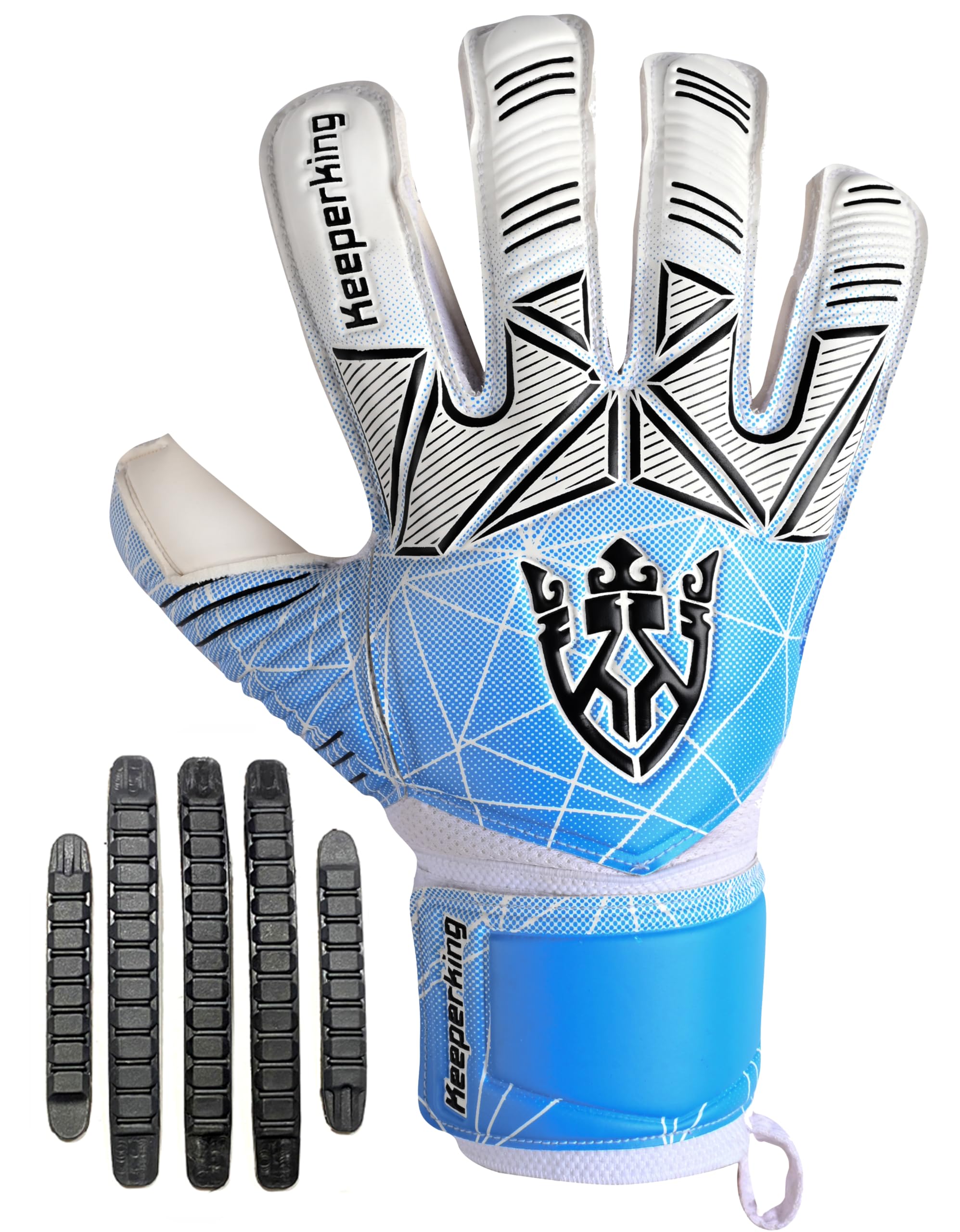 Keeperking - Guanti da portiere per adulti, bambini e adolescenti, con e senza protezione per le dita rimovibile, da 4 mm, unisex,