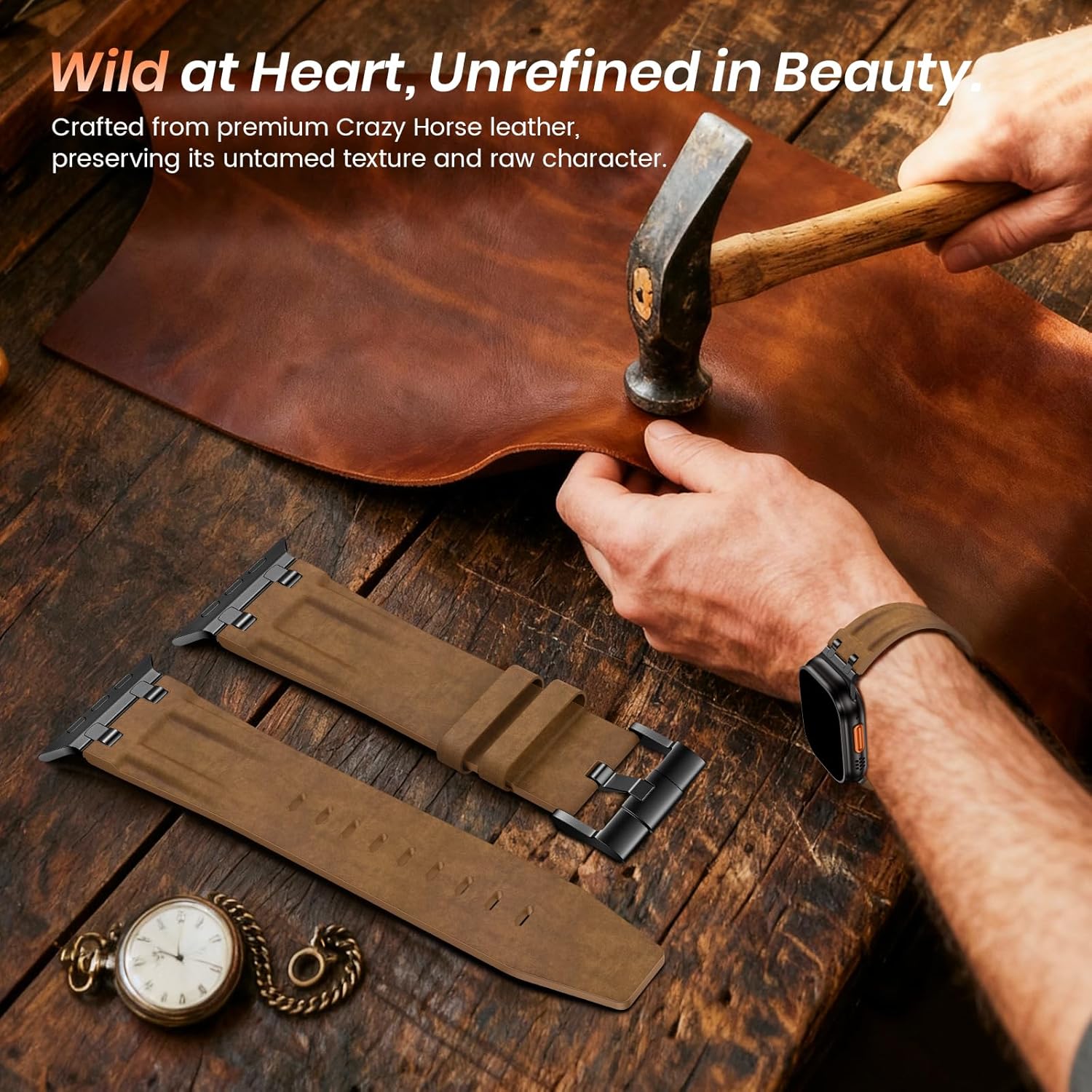 LETOID Metal Case and Leather Band Compatible with Apple Watch Ultra 3 /Ultra 2 /Ultra 49mm