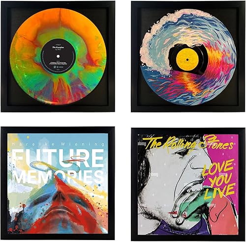 Miniatura 2 de 4 piezas, 12.4x12.3 in, LP-Rahmen-Display mit schwarzer Matte, hergestellt zur Präsentation von Vinyl-LP-Schallplatten oder Vinyl-LP-Albumhüllungen,