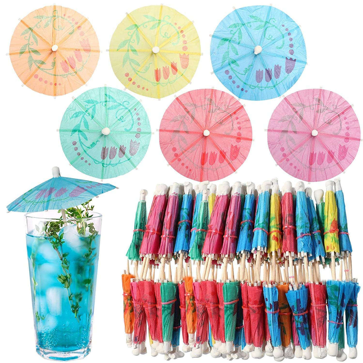 Samariya Stylish Beautiful Small Umbrella Toothpick Fruit Fork Mini Cocktail Parasols for Party Fashion Decorative Bar Café Home Party (Mix Color ) 40 Pcs