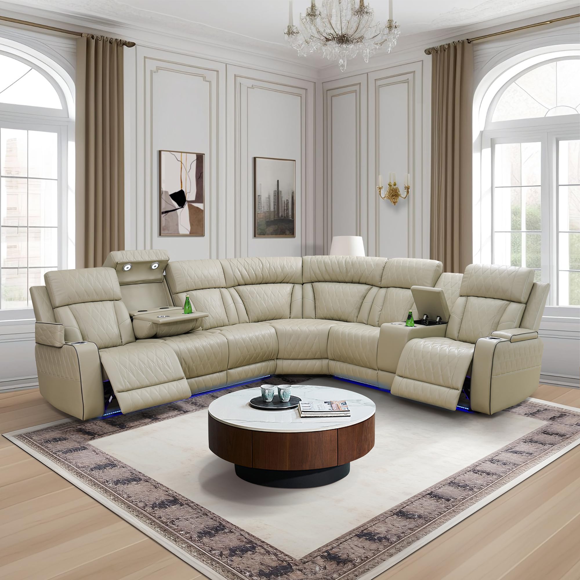 JBXBER Power Recliner Sectional Sofa Set