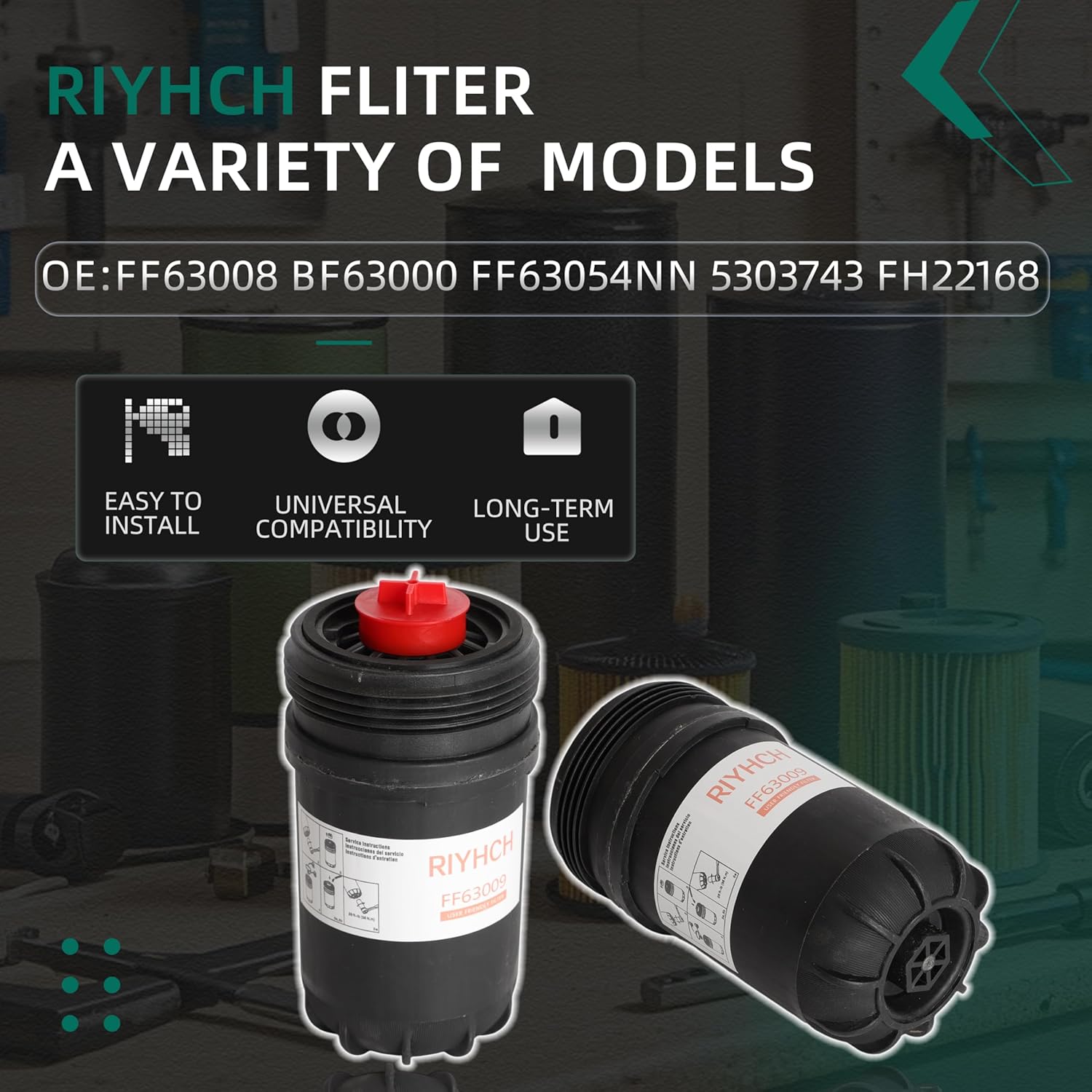 3-Pack FF63009 Fuel Filter – 10 Micron for Cummins 6.7L B/L Series Diesel | Replaces FF63008, BF63000, FF63054NN