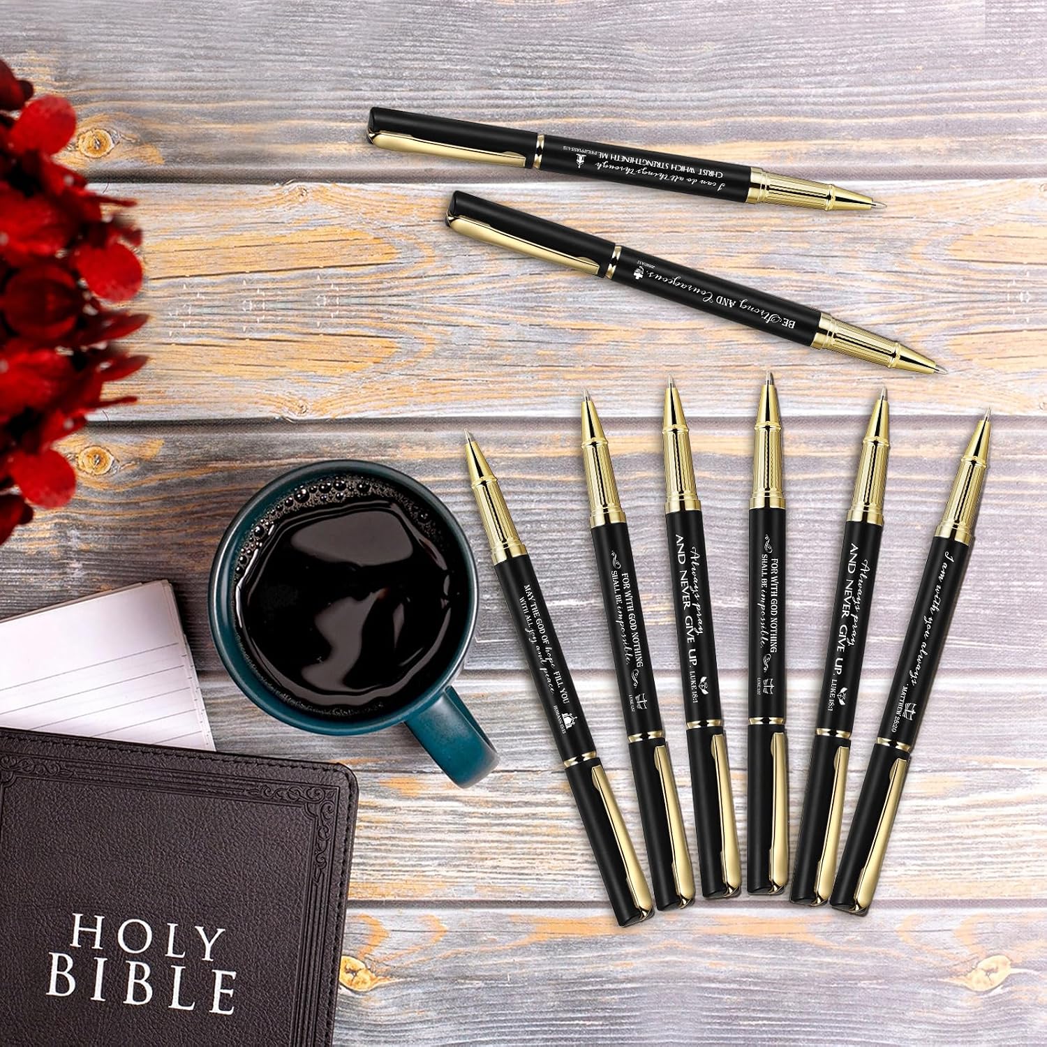 Spakon 40 Pcs Christian Mother's Day Pens Bulk Inspirational Bible Verse Ballpoint Pen Motivational Religious Party Favors Mothers Day Pens for Men Teacher Pastor Nurse(Black)