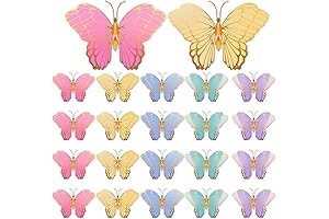Wettarn 20 Pcs 3D Golden Flying Butterfly Centerpieces for Baby Showers and Parties