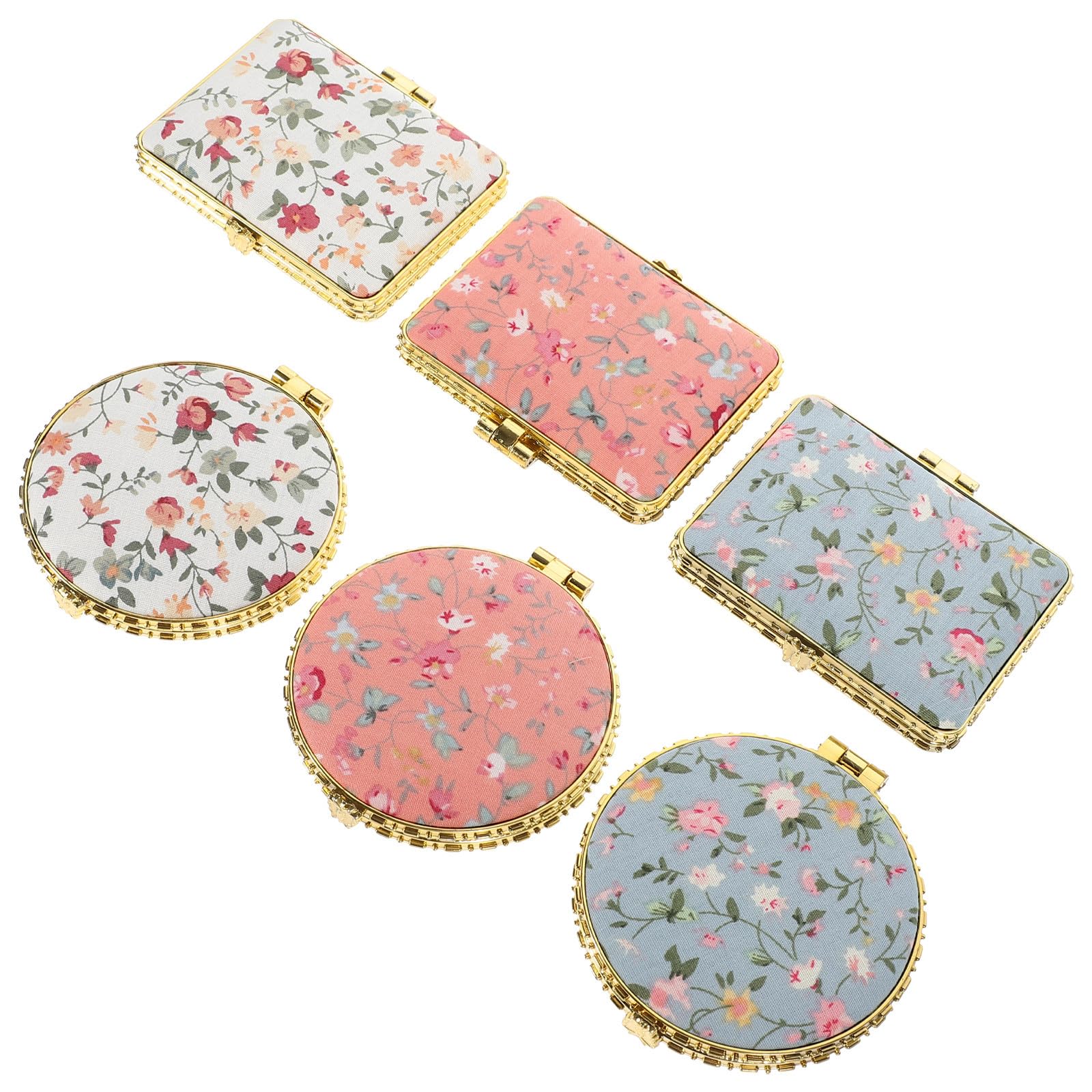 Miroir de poche pliable en tissu vintage lot de 6 mini miroirs compacts pour invités