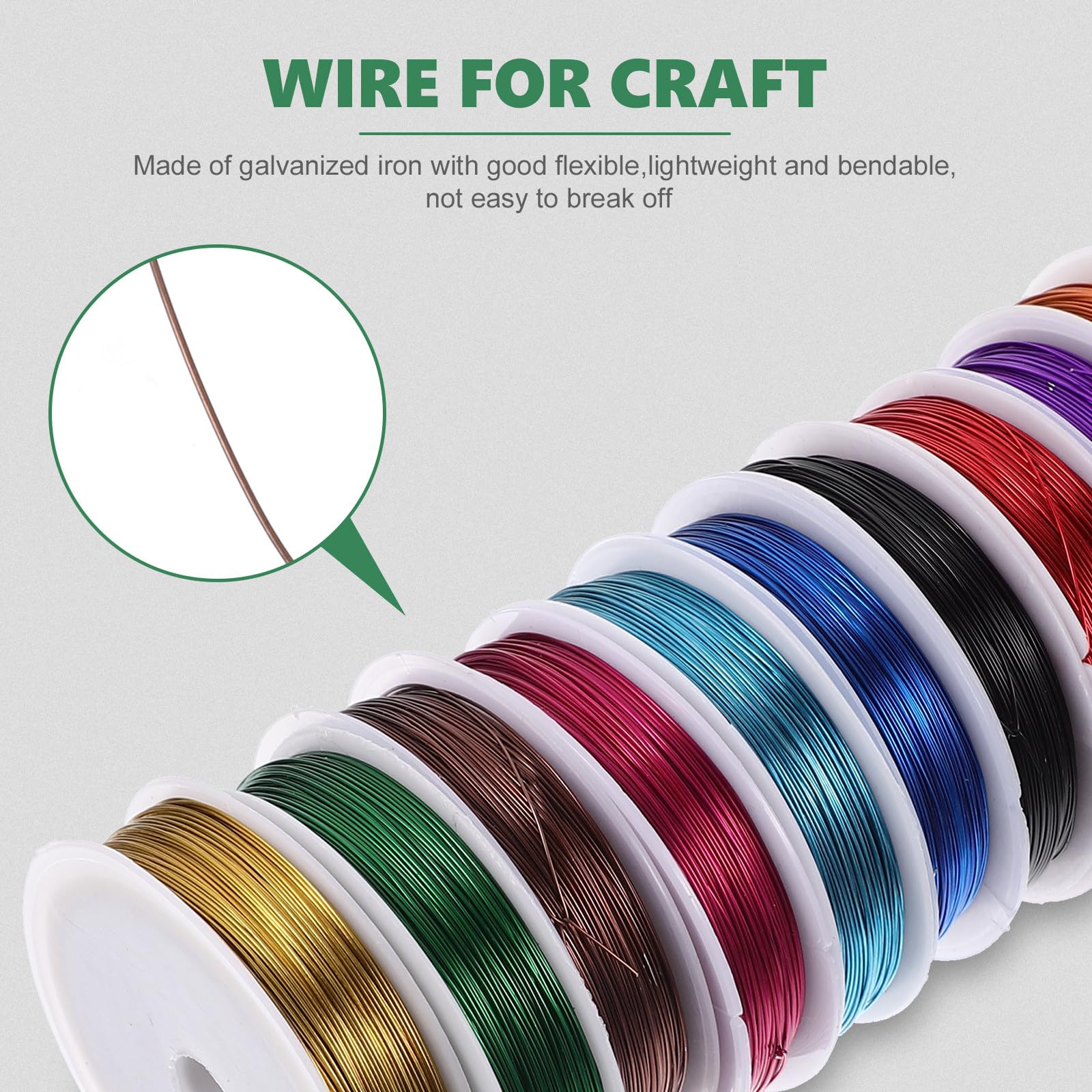 11 Rollos Alambre de Hierro Galvanizado para Manualidades, 0,5 Mm Diámetro, 40 Yardas por Rollo, Colores Mixtos para Bisutería y Bricolaje Creativo