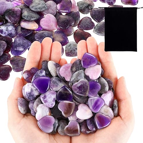 120 piezas de cristales de cuarzo en forma de corazón para el día de San Valentín, piedras a granel, piedra pulida natural, corazón tallado,