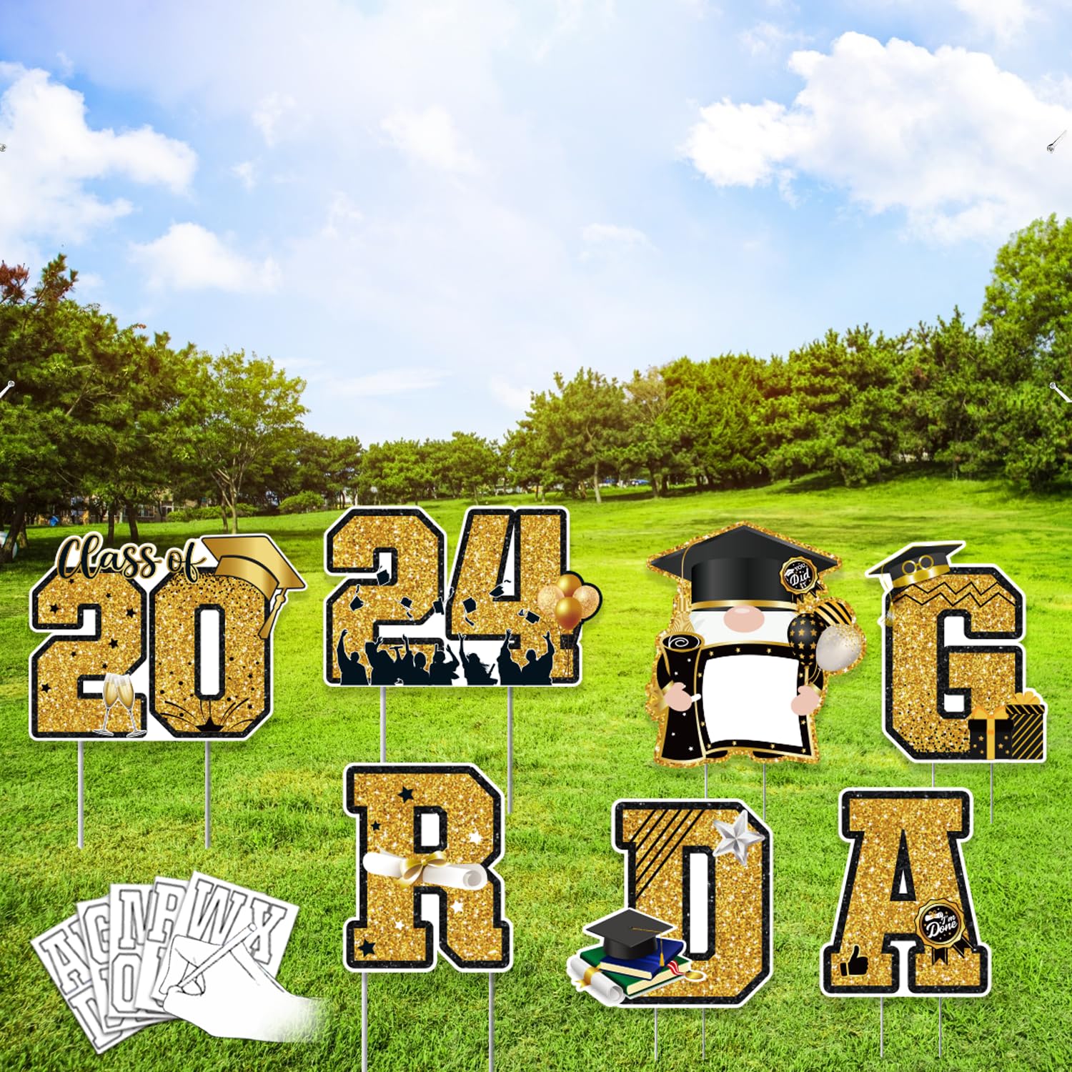 Snapklik.com : Graduation Banner 2024 Personalized, Black And Gold ...