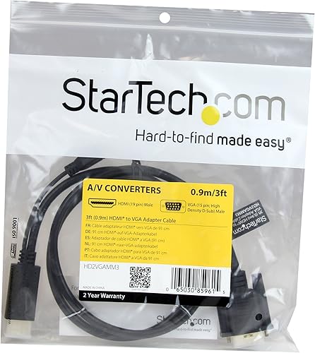Vista 28 de StarTech.com Cable HDMI a VGA – 6 pies 6.6 ft – 1080p – Conversión activa – Cable adaptador HDMI a VGA para su monitor / pantalla VGA (HD2VGAMM6)