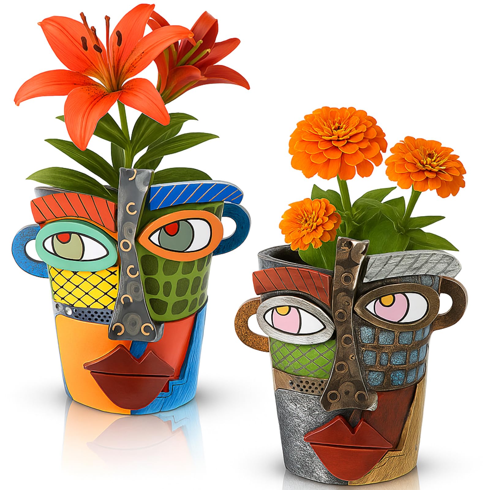 LemonRoad 2 Pcs Abstract Picasso Face Pots Head