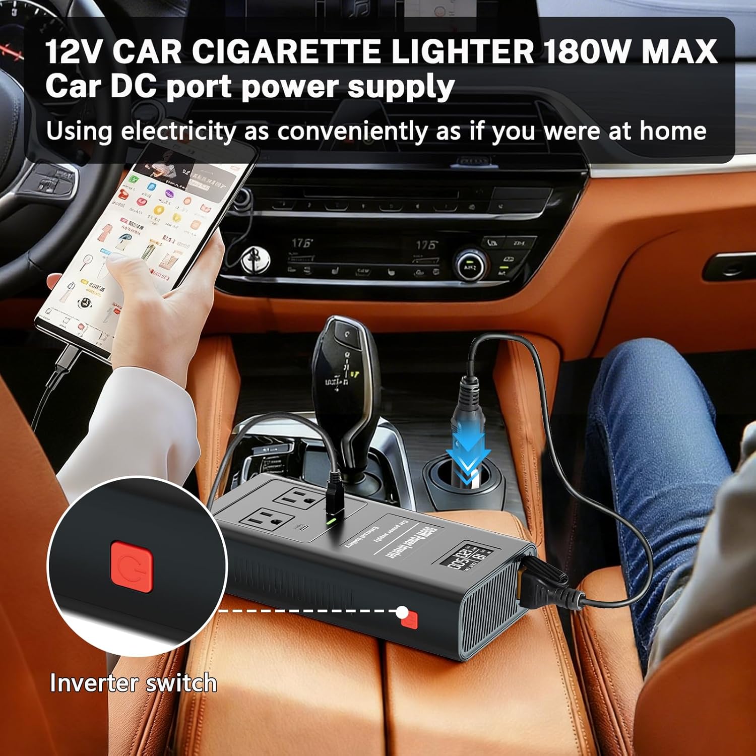 Pure Sine Wave Inverter Compatible with Ryobi 18V Battery, 2 in 1 500W 4 Ports Power Inverter Battery Charger Generator DC 20V to AC* 2 Outlets, 120V Car Charger Plug, USB&Type-C (Tool Only)