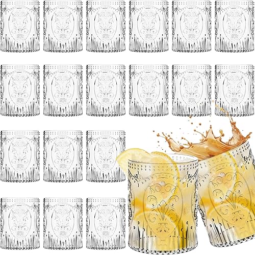 24 vasos de plástico vintage de 8.5 onzas, copas de vino retro en relieve, inastillables, reutilizables, para baby shower, boda, recepción, gran