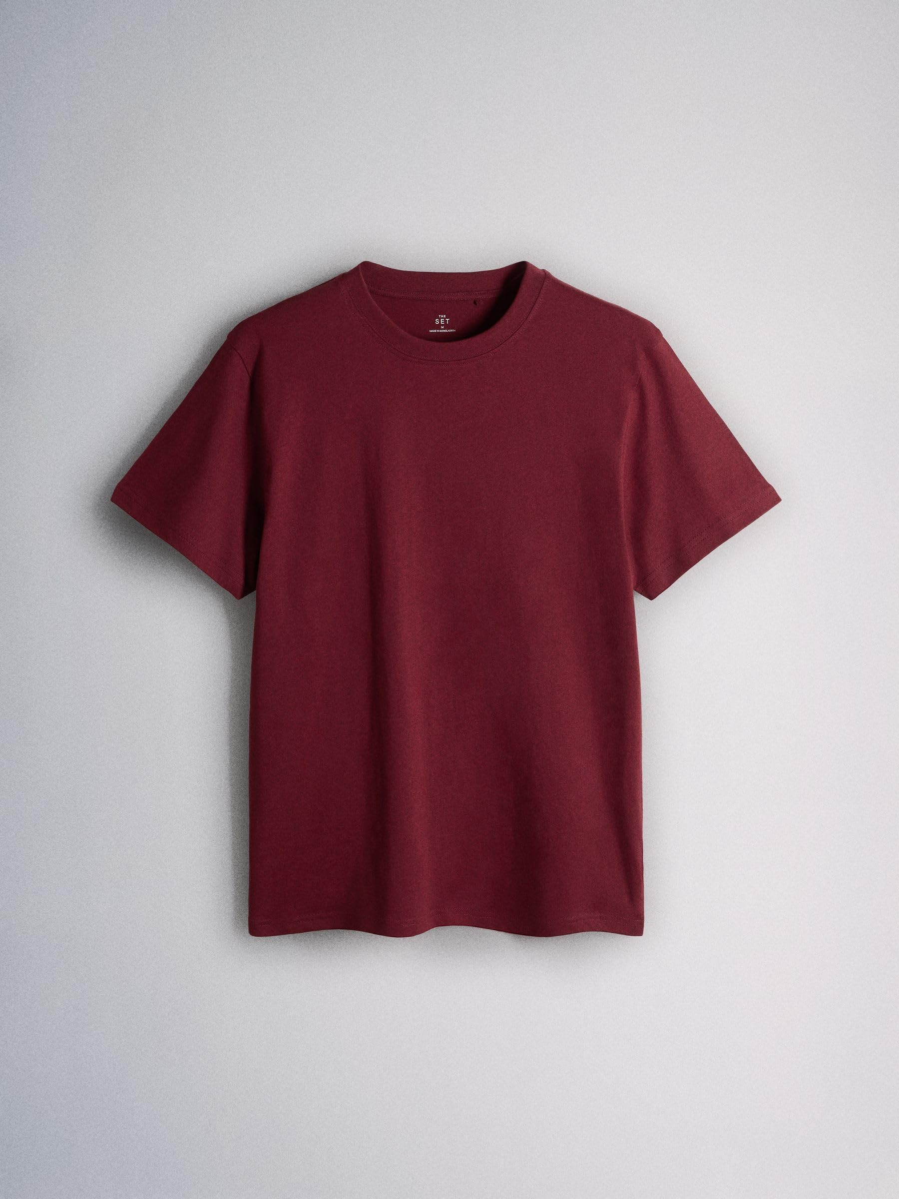 THE SET Hombres Pack de 7 Camisetas de algodón con Cuello Redondo y Corte estándar