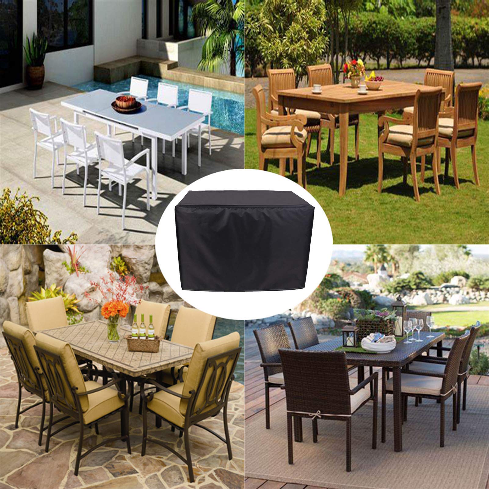 Copertura impermeabile per mobili da giardino, 200 x 160 x 80 cm, anti UV, rettangolare, per set di cubi, patio e tavolo da giardino, protezione resistente alle intemperie