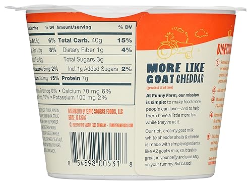 Miniatura 2 de Funny Farm Tazas A2 de macarrones con leche y queso Pasta con sabor a cheddar blanco - Tazas de queso de cabra y queso (paquete de 10 unidades)