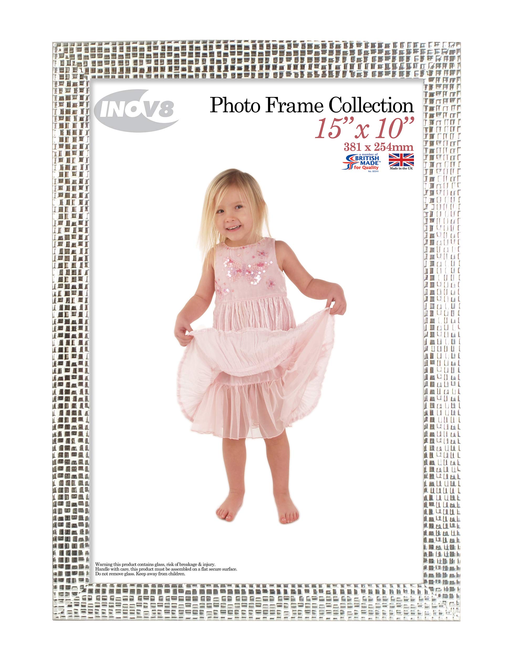 Inov8 Framing Photo Frame, Mosaic Silver Holds Picture 15x10" (38.1cm x 25.4cm)