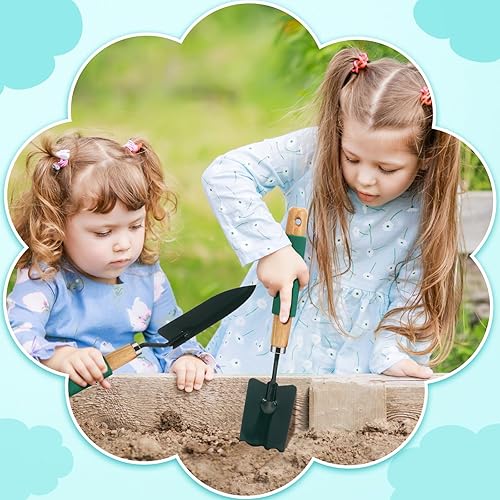 Miniatura 4 de Lasnten Paleta de metal para jardín, 12 piezas, mango de madera, herramienta de plantación de suelo de flores, para jardinería voluntaria