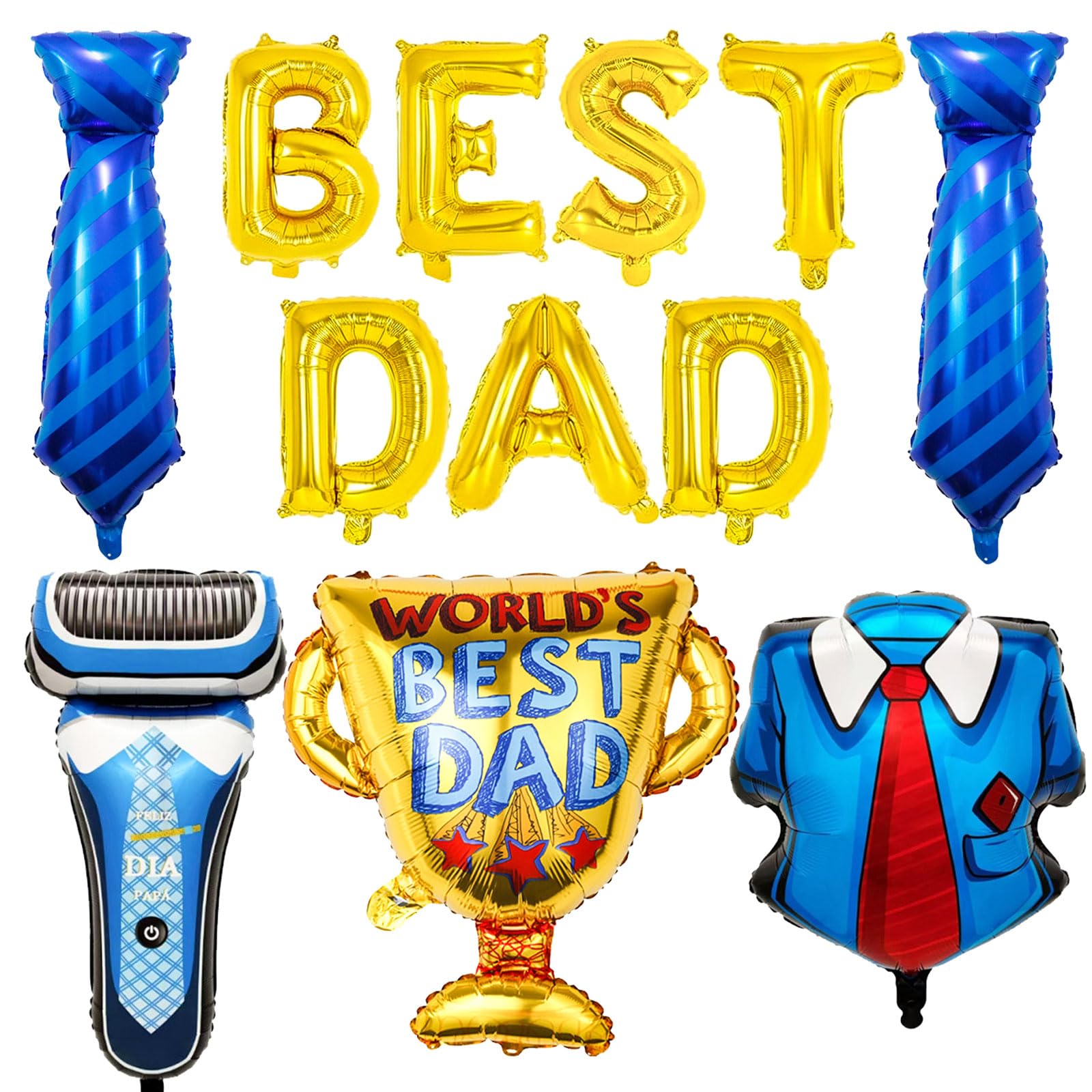 Photo 1 of 12 PCS Father's Day Balloons Set, Gold Best Dad Balloons