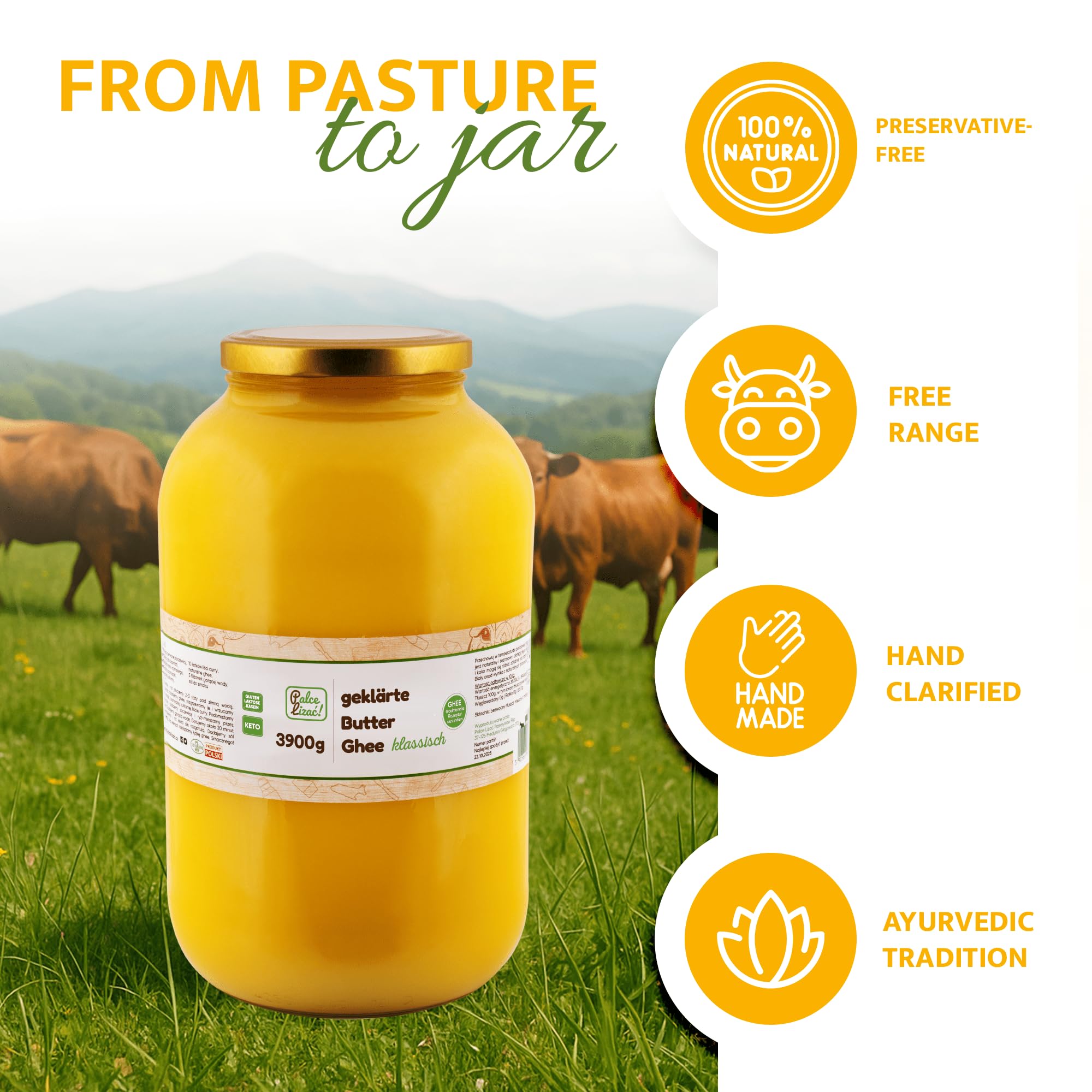 Ghee 3900 g - Mantequilla clarificada, cocción hasta 260 °C