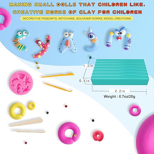 Miniatura 6 de Arcilla polimérica de 72 colores, arcilla para modelar gruesa para horno, arcilla para modelar con herramientas de escultura, juego de caja de