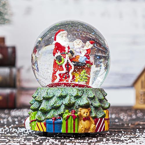 Miniatura 8 de DUSVALLY Globo de nieve de Navidad con música, decoraciones navideñas para el hogar, globo de agua de vidrio giratorio con purpurina con Papá Noel,