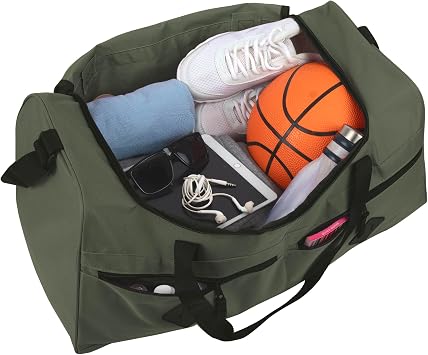 Cricket Duffle Bags for Men 55L Men’s Travel Holdall Gym, Weekend, Overnight Bag with Adjustable Shoulder Strap, Handles (Black)