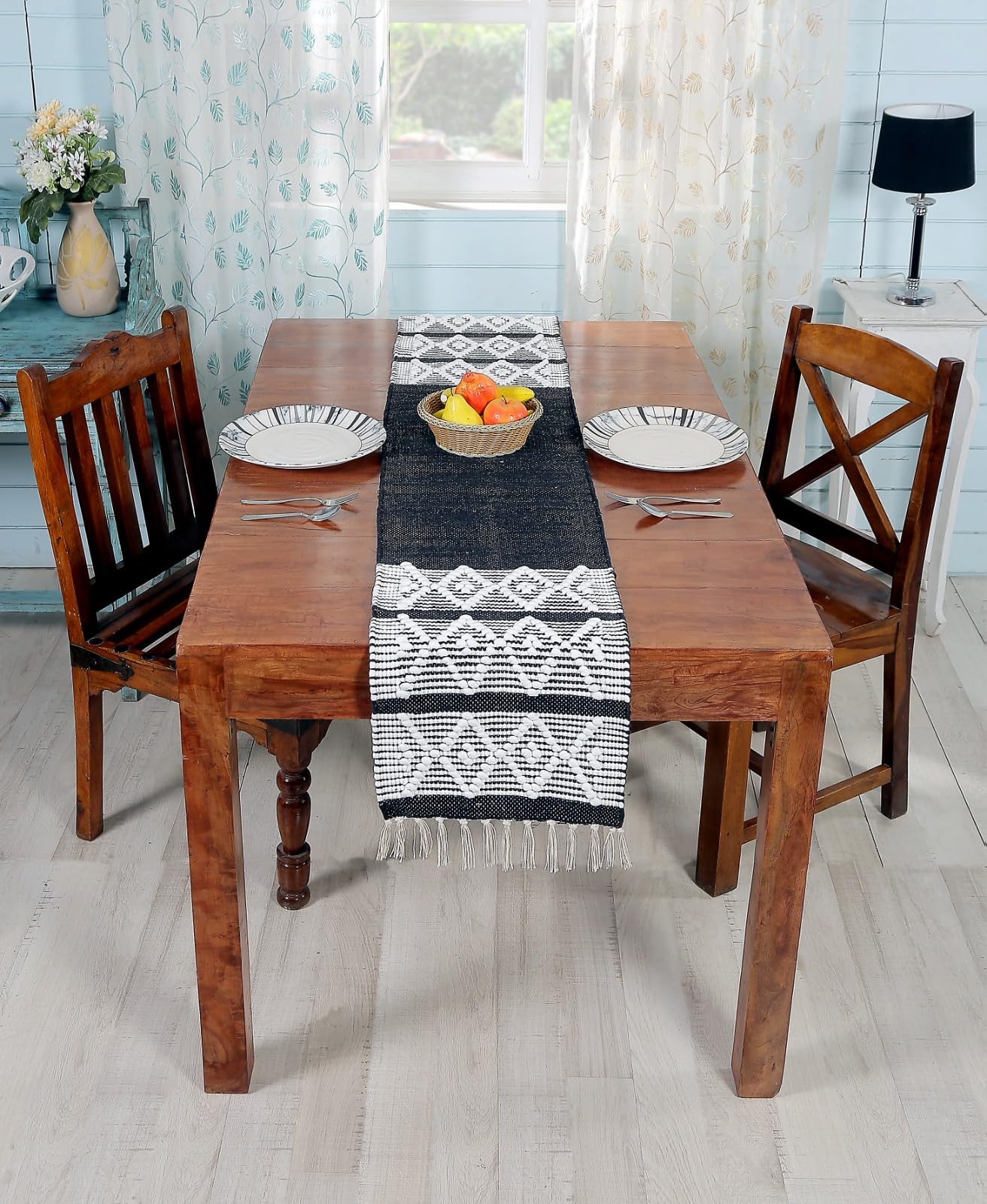 Elegant Cotton Table Runner - White -19