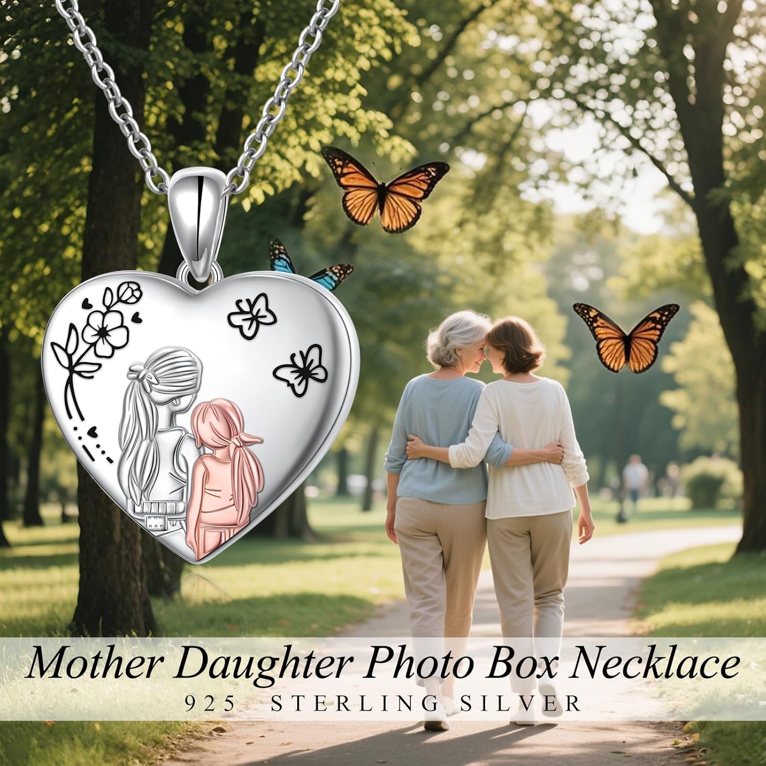 FLYOW Locket Necklace That Hold Picture 925 Sterling Silver Heart Photo Locket Pendant for Women Sister Birthday Mother's Day Valentine's Day Gift - Image 7