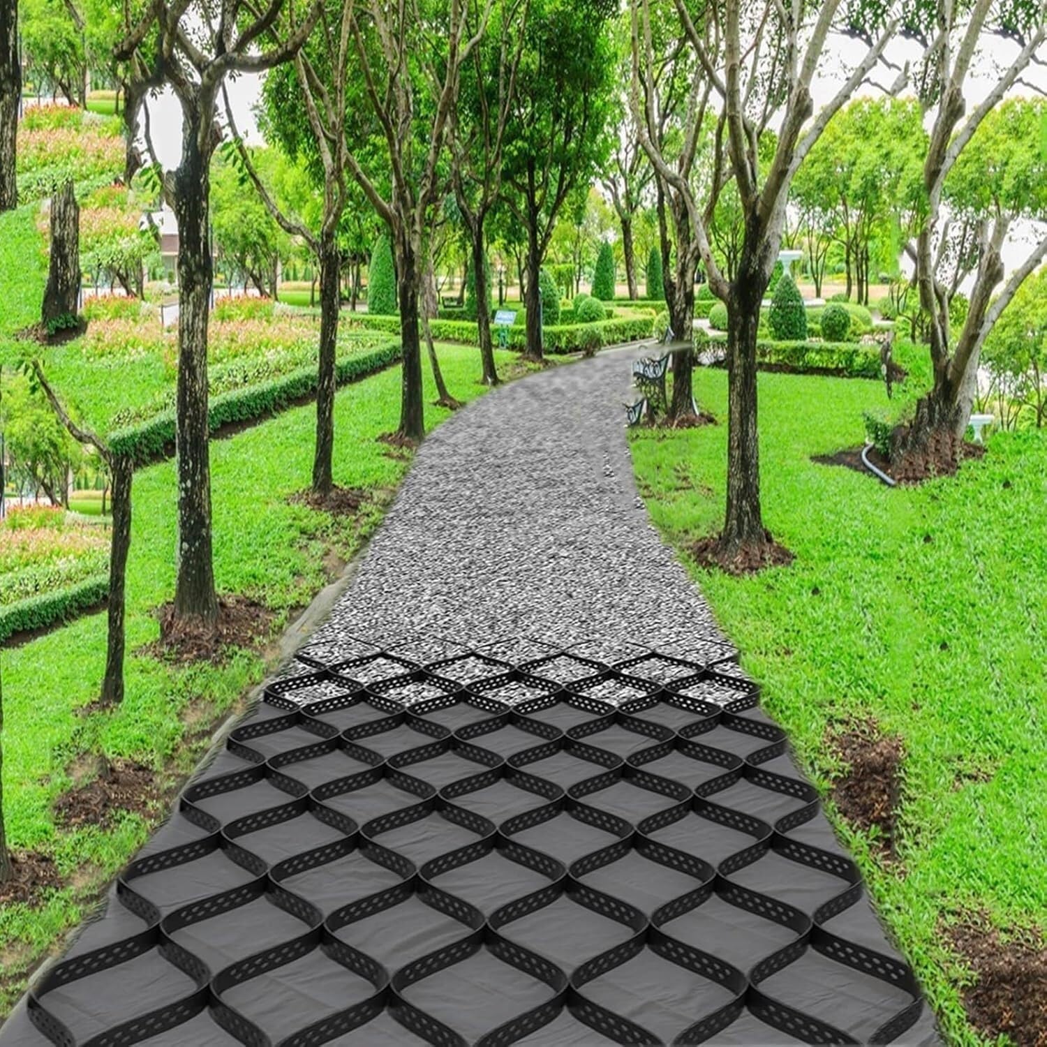 Geocell, stabilizzatore a griglia per ghiaia, sistema di pavimentazione permeabile a profondità 5,1 cm, per patio, passerella, base per capannoni, vialetti per veicoli leggeri, parcheggio, erba e