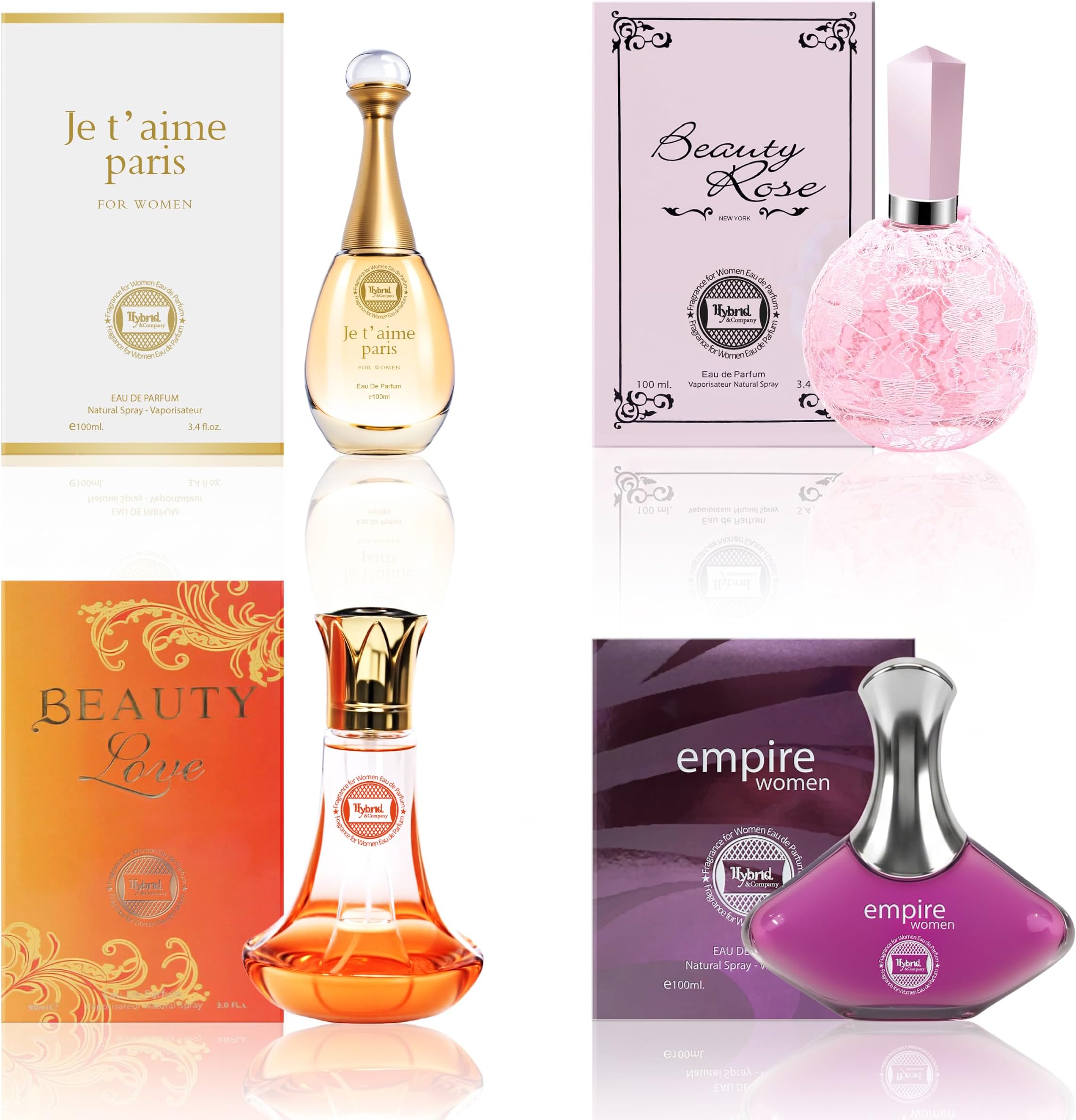 Hybrid & Company Women 4 Pcs Beauty Love Empire Je'Taime Paris Rose Set