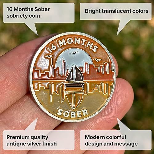 Miniatura 116 de The Achieve Mint Ficha sobria de 13 meses Chip sobrio de trece meses Regalo no AA, medallones no religiosos para hombres y mujeres que celebran