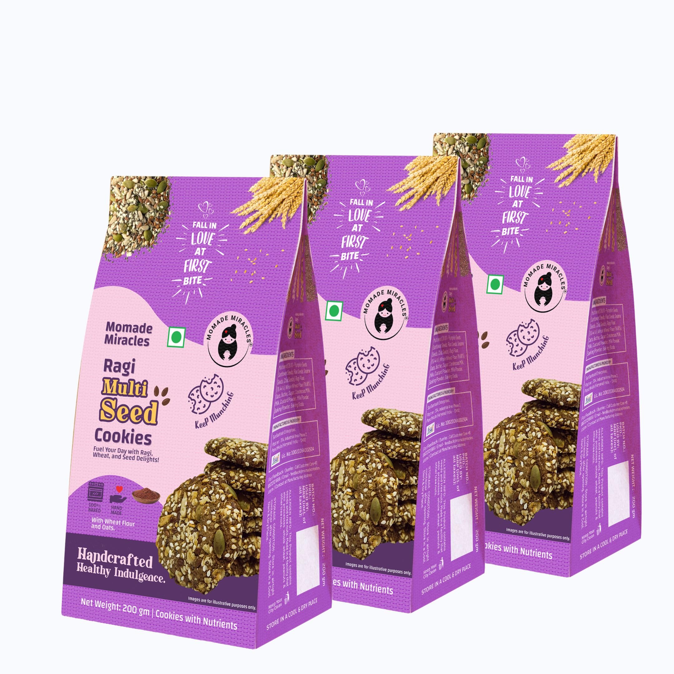 Momade Miracles Ragi Multi Seed Cookies | With Oats & Butter | Tea Time Snack | Guilt Free Cookies | Egg-Free Biscuits | Cookies Gift Pack | Authentic Indian Taste, 200 gm Each (Pack Of 3) (B0DCBYWM6L) Amazon Price History, Amazon Price Tracker