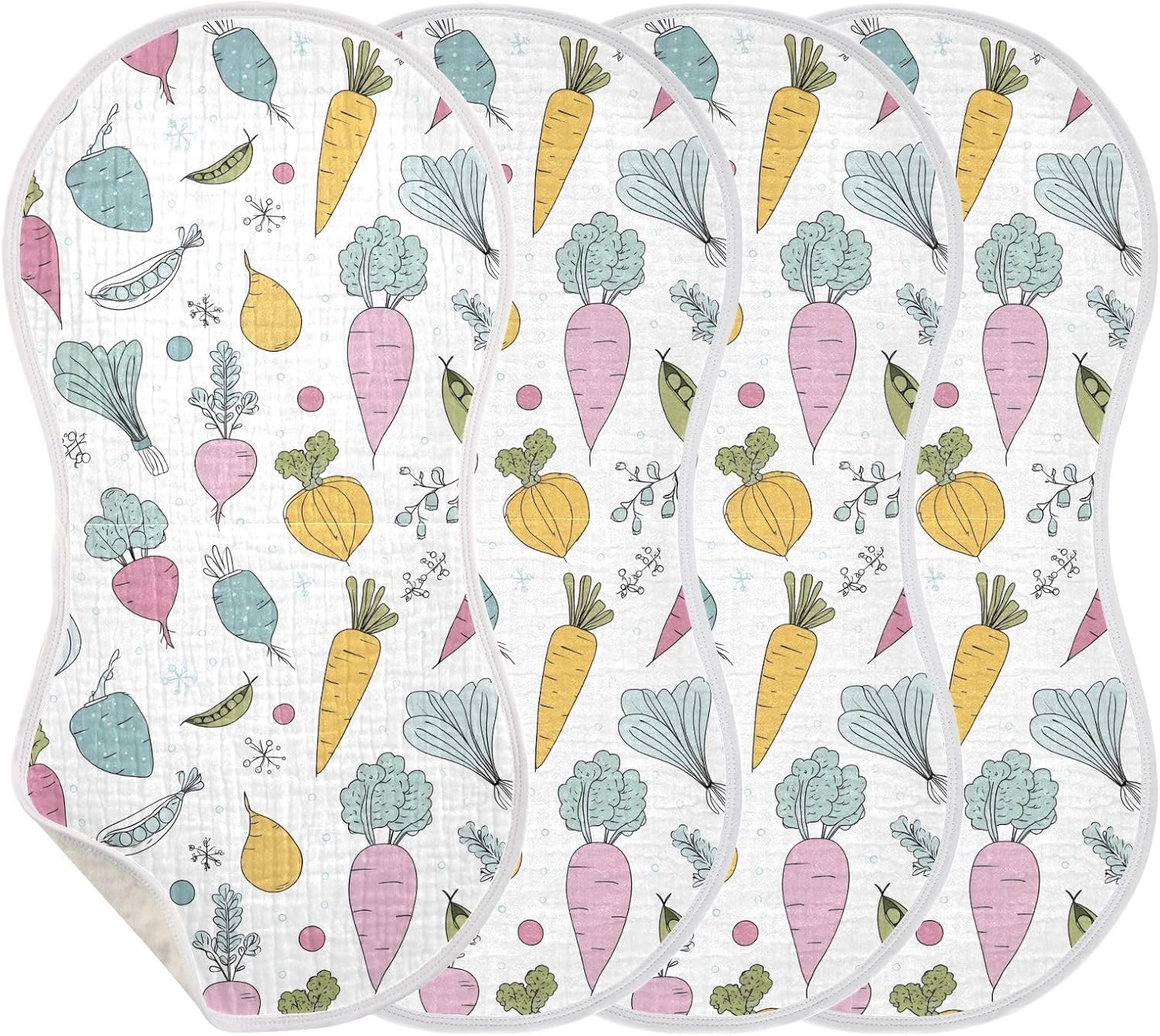 vvfelixl Baby Burp Cloths Vegetable Dots Baby Newborn Cotton Burping Cloths Set Babys Washcloths 4 Pack