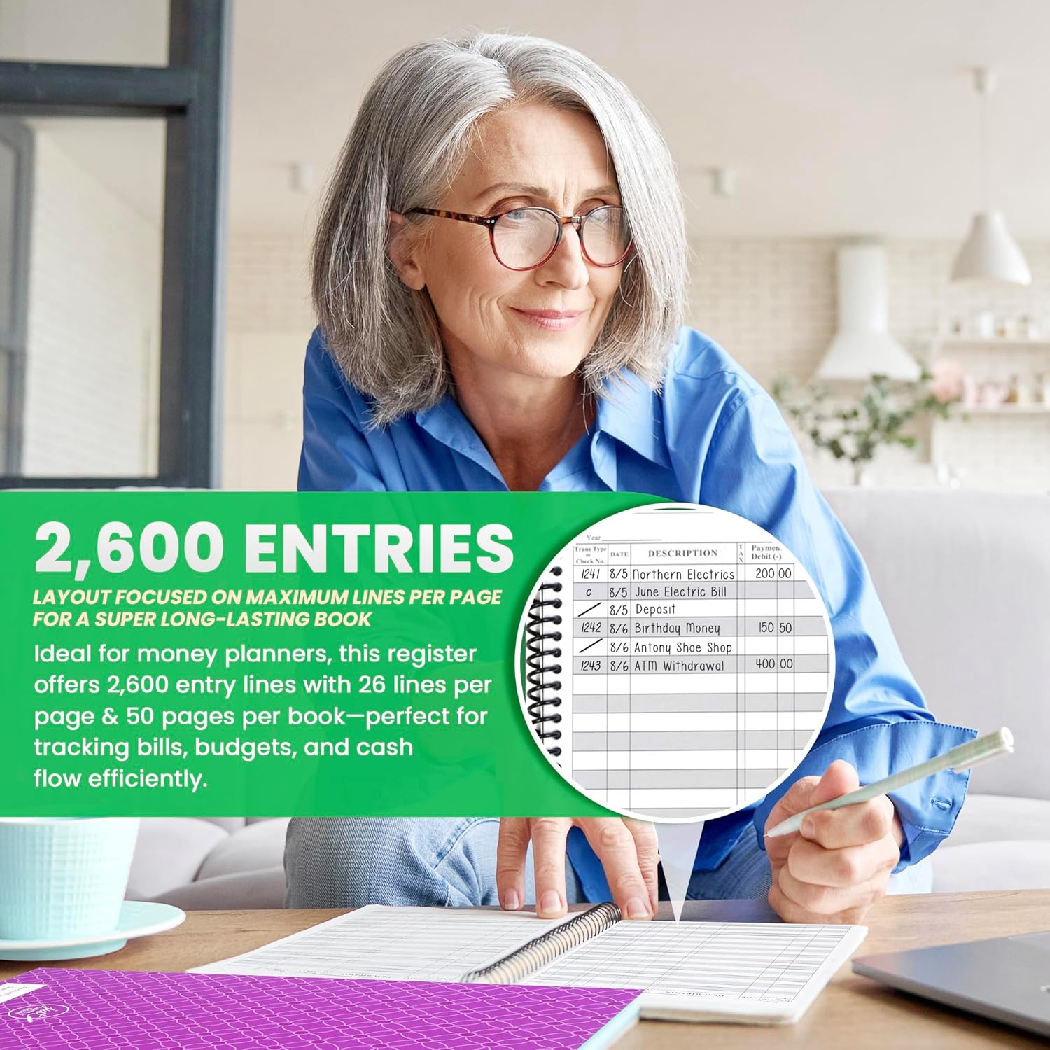 The Superior Register's Premium Check Book Register & Debit Card Ledger Notebook - Comprehensive Checking Account Register Book, Business Ledger, Cash Log & Expense Tracker - Standard Edition : Checkbook Ledger : Office Products