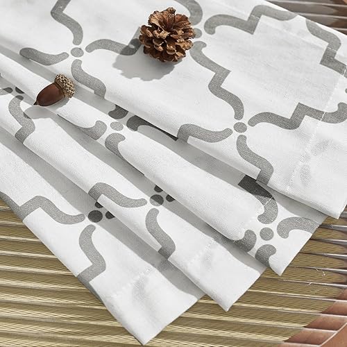 Miniatura 9 de jinchan Cortinas de lino con estampado de enrejado marroquí para sala de estar, cortinas grises de granja de 96 pulgadas de largo, 2 paneles para