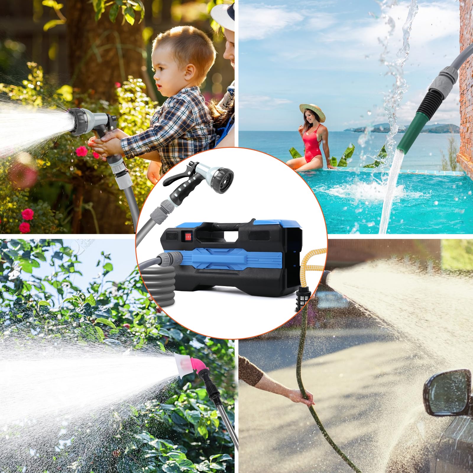 Pompa dell'acqua compatibile con batteria Makita da 18 V, pompa da giardino elettrica, pompa autoadescante portatile senza fili, per piscina da giardino, stagno, acquari (solo attrezzi, nessuna