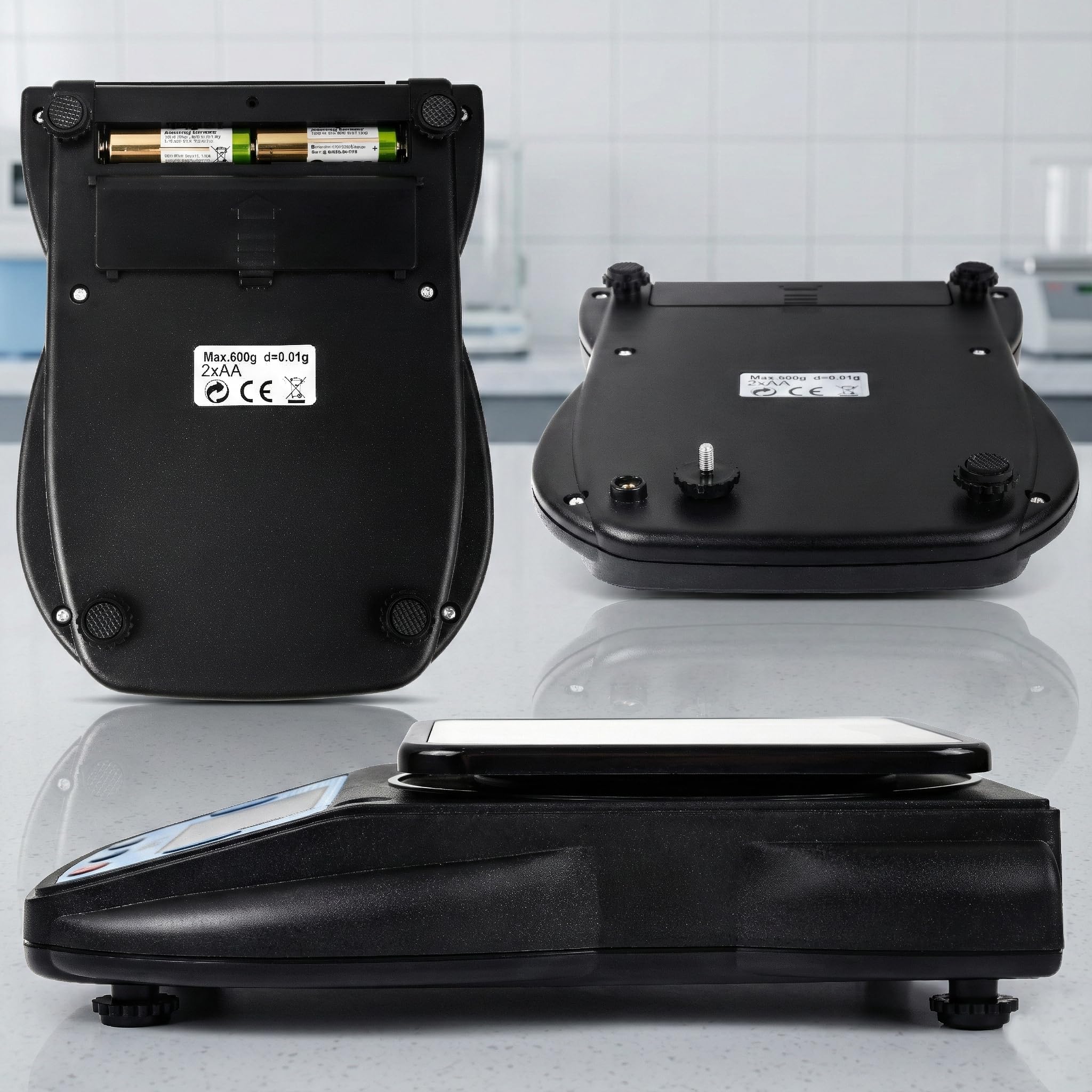 Eosphorus Bilancia Digitale di Alta Precisione 600g/0,01g con Piatto Quadrato, Bilancia Professionale per Laboratorio, Gioielleria e Monete, Funzione Tara, Doppia Alimentazione USB/AC