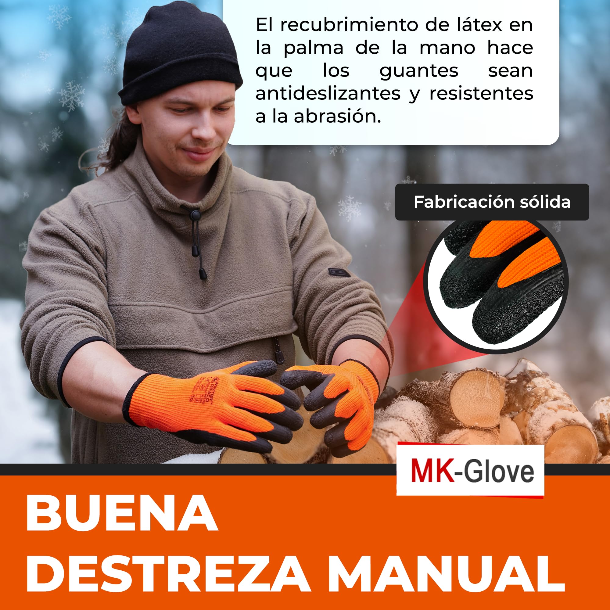 Guantes de Trabajo Térmicos (36 Pares) 10-XL | Guantes Trabajo Invierno con Revestimiento Látex, Guantes Jardinería Aislantes Resistentes a la Abrasión, Jardín&Construcción