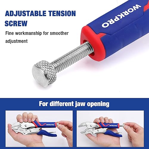 Miniatura 7 de WORKPRO Juego de llaves ajustables de 2 piezas con juego de alicates de bloqueo de 2 piezas