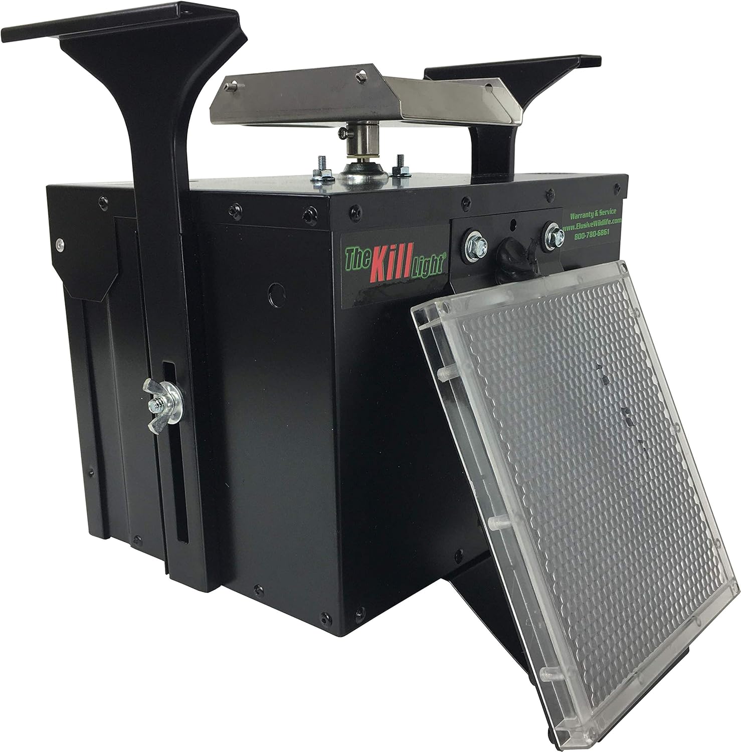 Elusive Wildlife Black 12V Feeder Control Box Kit with Integrated Solar Panel, Digital Timer & Swing Gate Spinner Plate, Heavy Duty Steel Housing, Battery Not Included