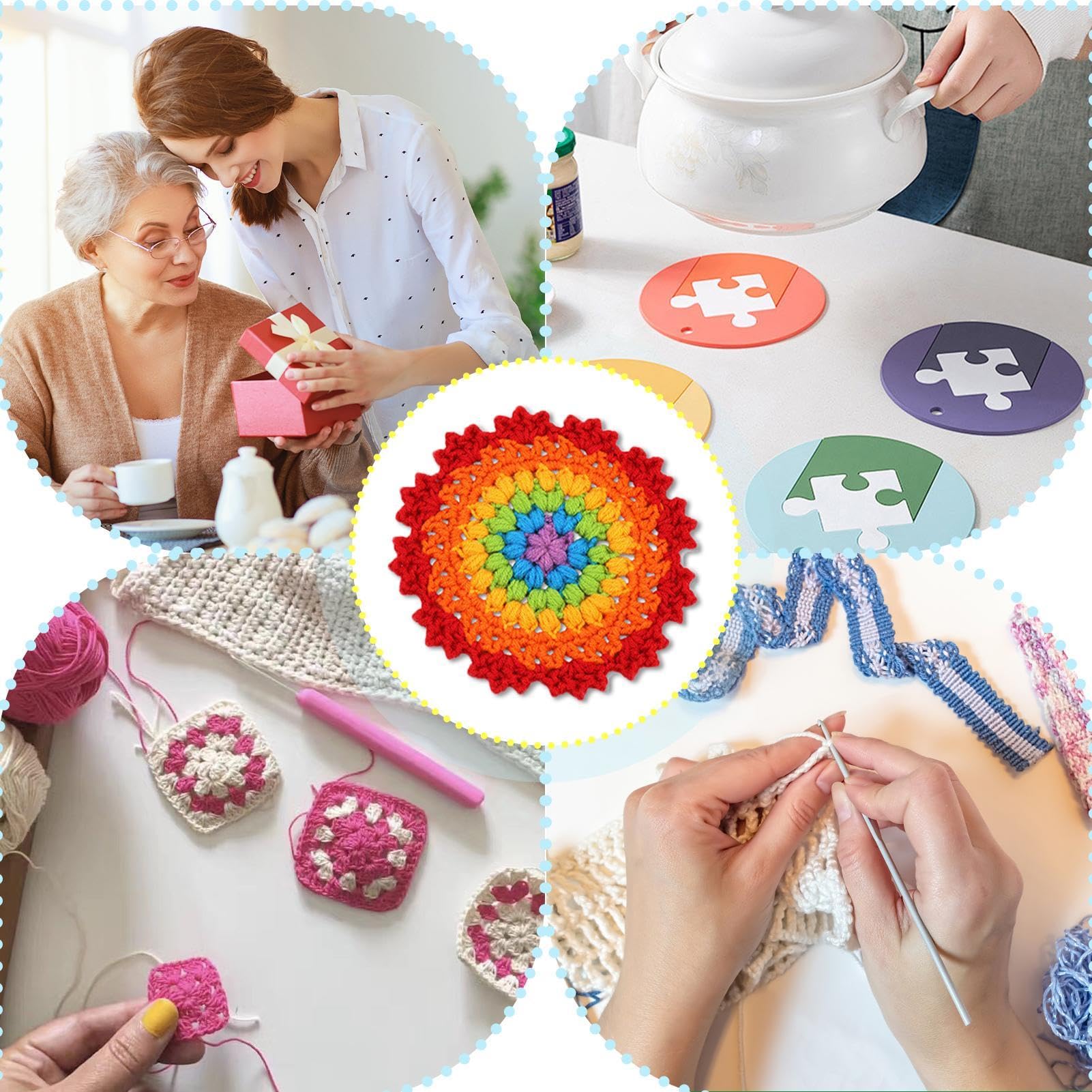Amazon.co.jp: かぎ針編みフラワーコースターキット,フラワー