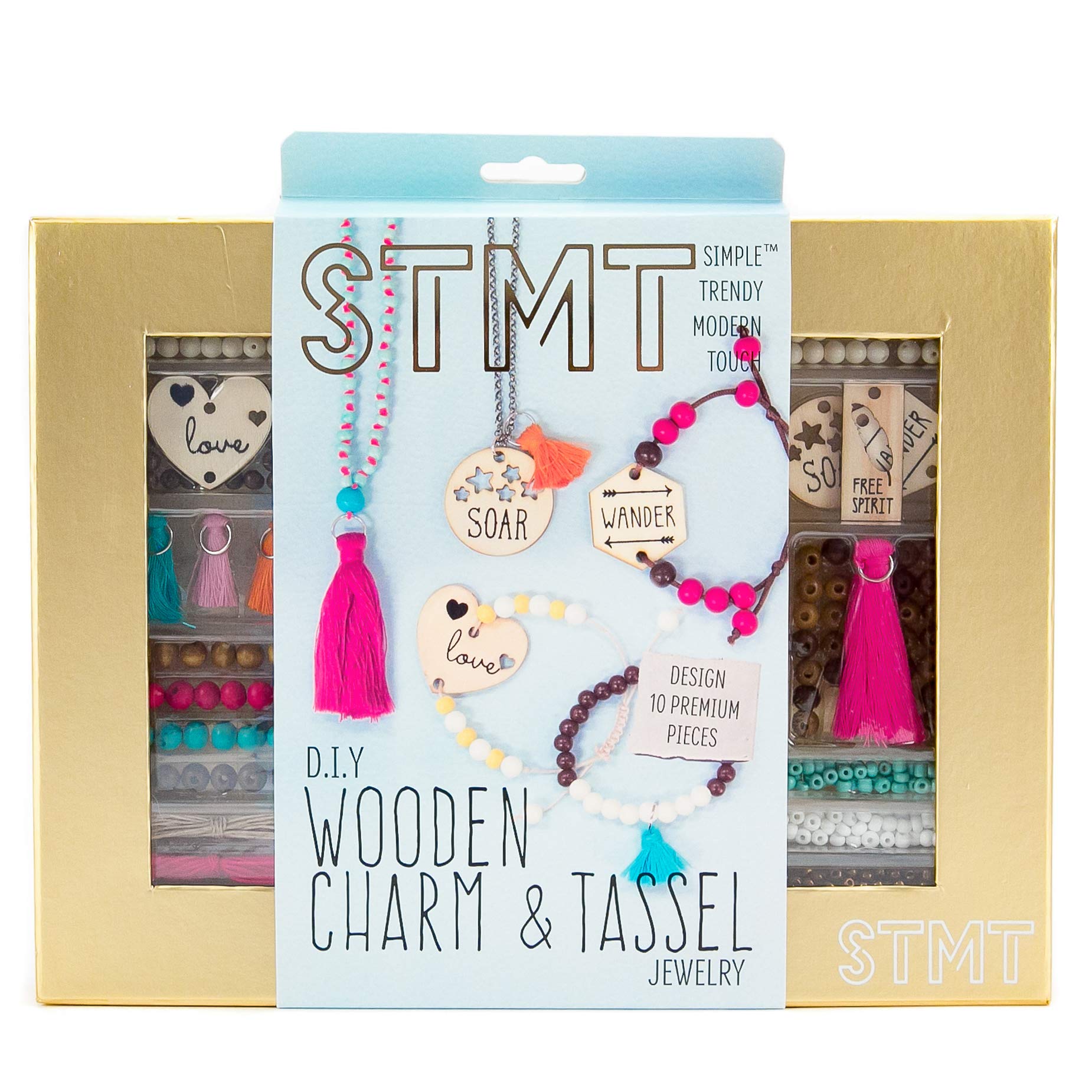 STMT DIY Wooden Charm & Tassel Jewelry Art and Craft Kit by Horizon Group USA
